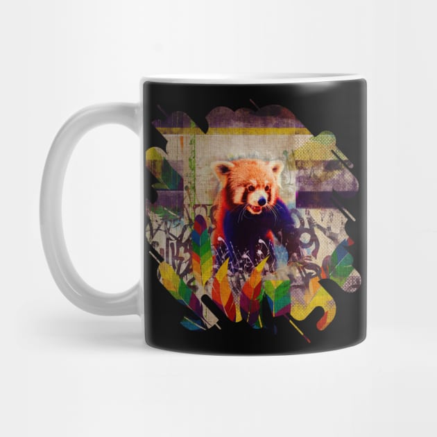 Red Panda Abstract vintage pop art composition by Nartissima